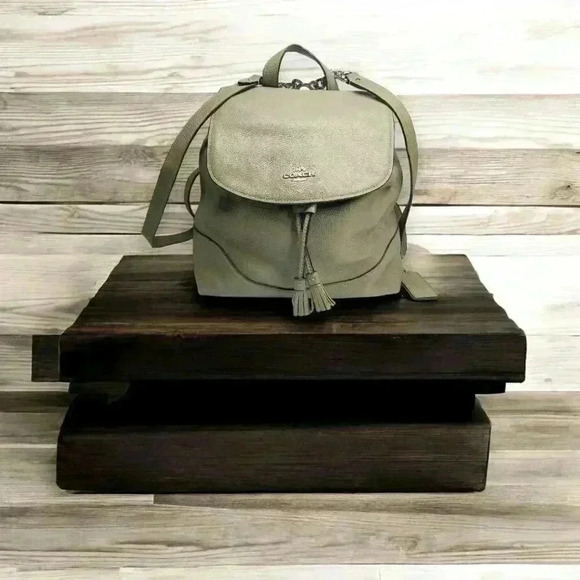 COACH Elle Backpack in clover green pebbled leather - Picture 8 of 11